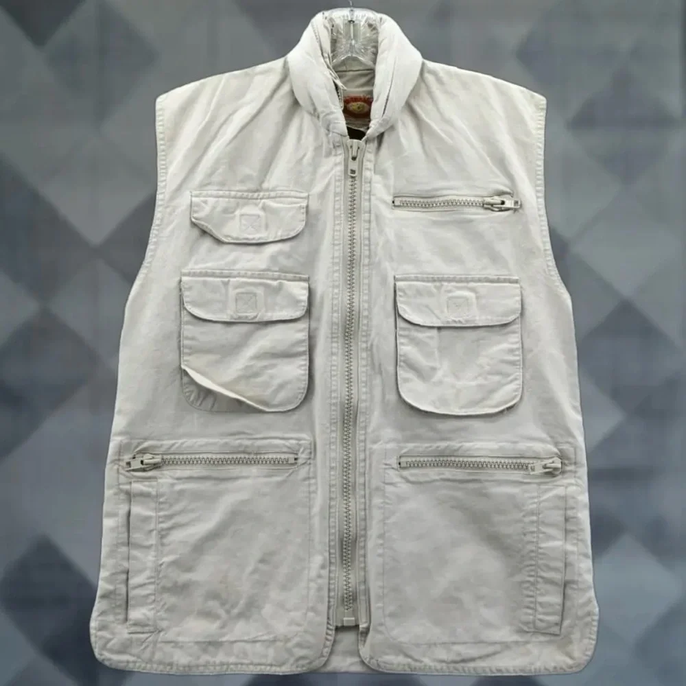 Vintage Banana Republic Men Safari Utility Bush Vest Hooded Hunting Fishing 80’s